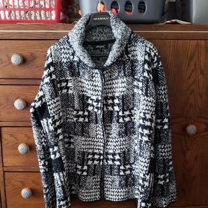 Papa Vancouver Chic Black and White Patterned Teddy Jacket